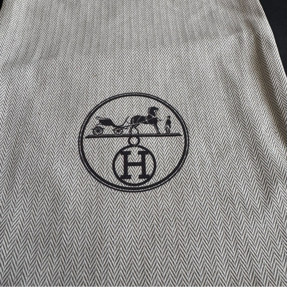 HERMES Authentic Shoe Dust Storage Bags Herringbone Drawstring Logo 15β x 8.5β - Picture 7 of 7